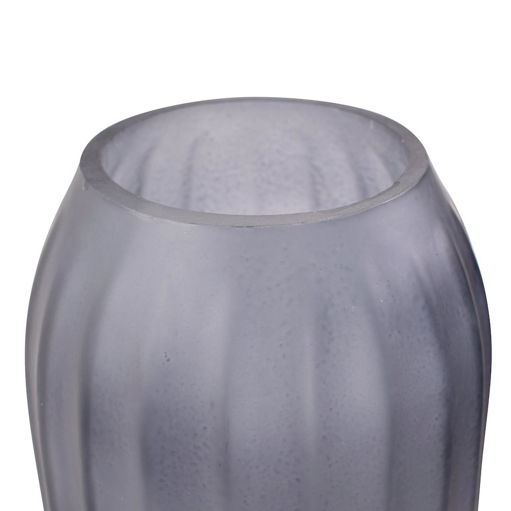 Cool Ice Blue Ribbed Cylindrical Vessel. Picture 2
