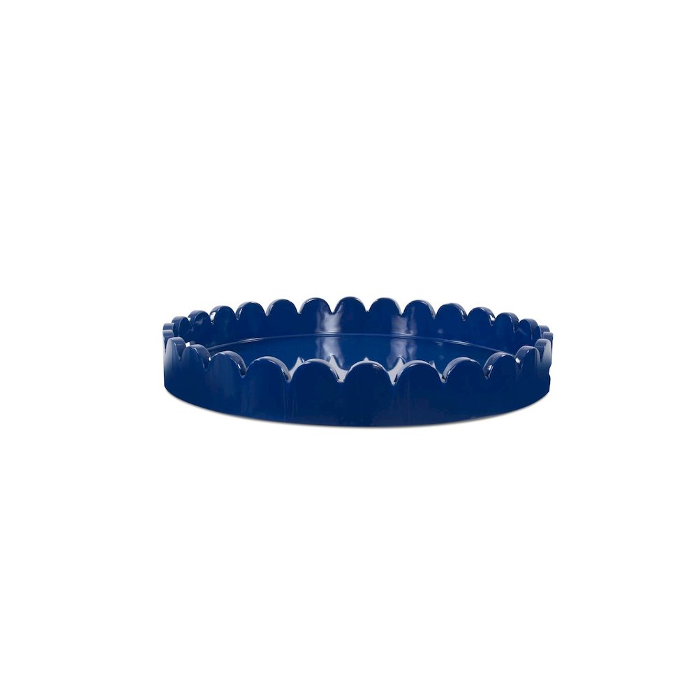 Round Scalloped Riviera Tray - Blue. Picture 2