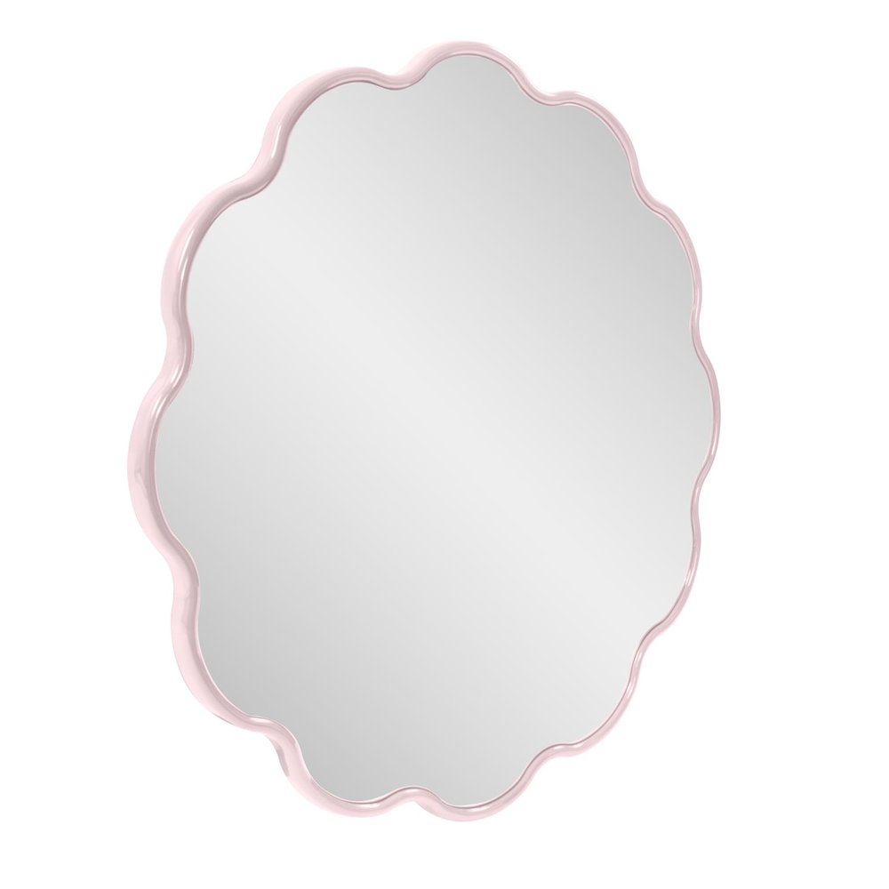 Kushi Round Scalloped Edge Mirror in Glossy Lilac. Picture 2