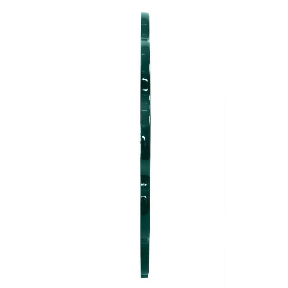 Kushi Round Scalloped Edge Mirror in Glossy Hunter Green. Picture 4