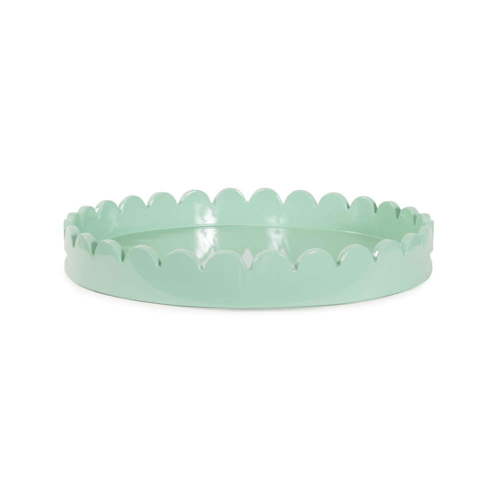 Round Scalloped Riviera Tray - Sage Green. Picture 4