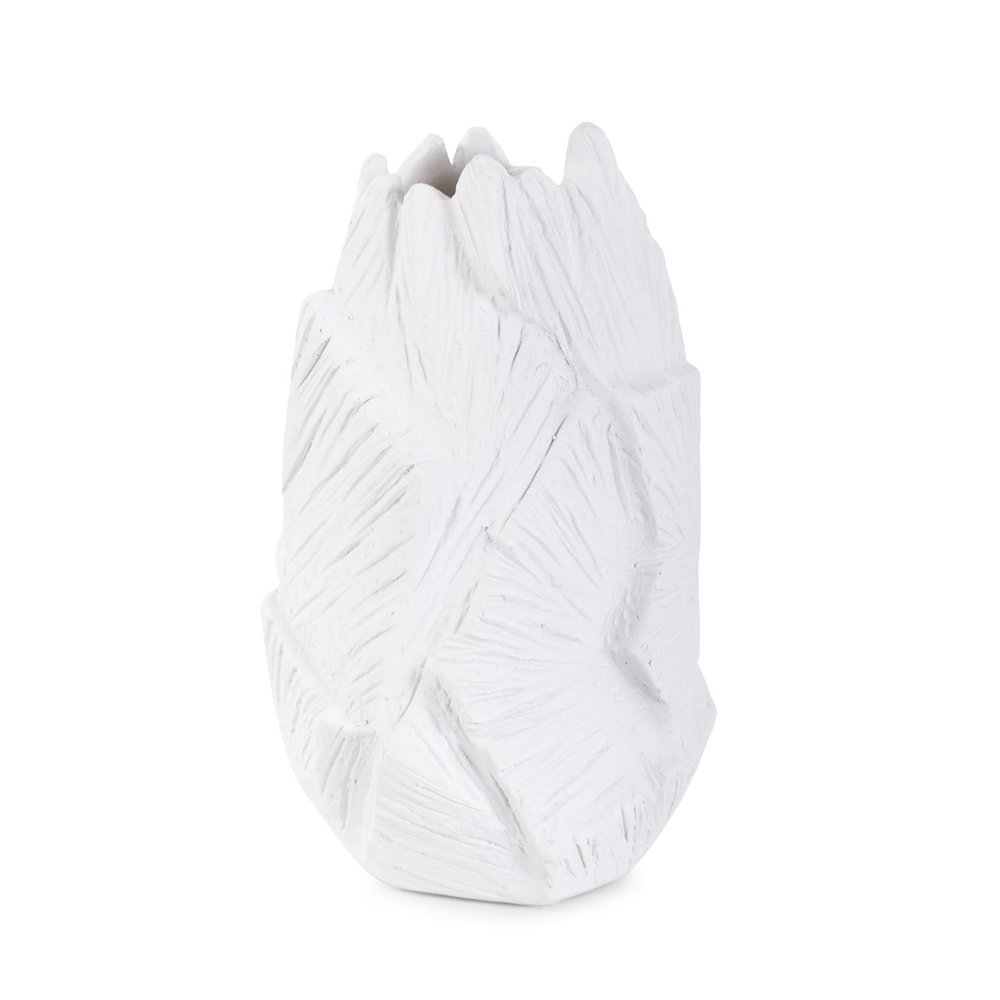 Abstract Elm Short Vase in White. Picture 2