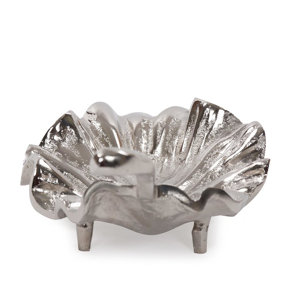 Calathea Leaf Polished Silver Sculpture- Small. Picture 5