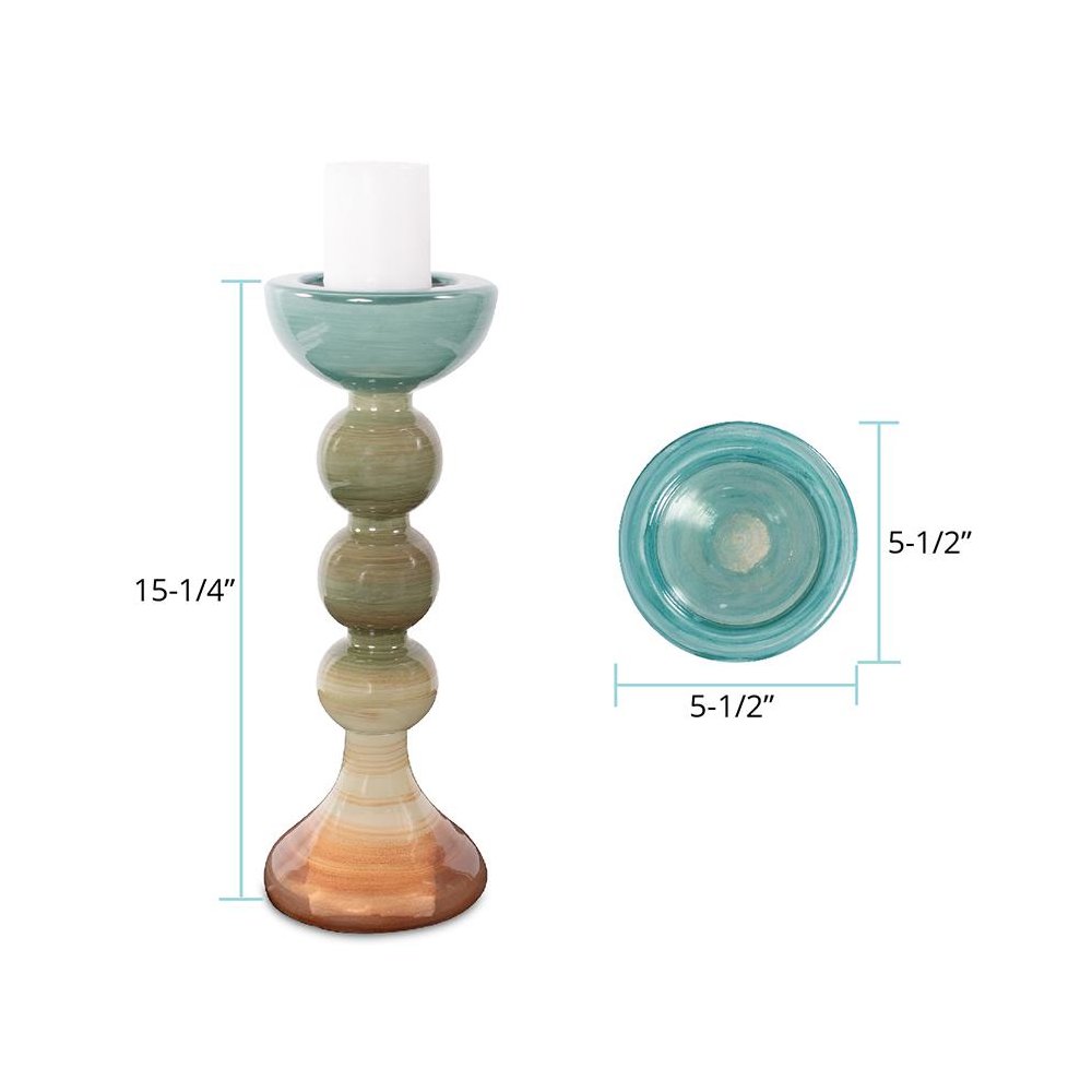 Capri Stripe Glass Candle Holder- Tall. Picture 9