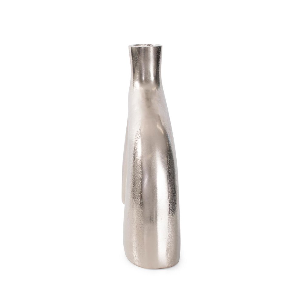 Shirin- Polished Silver Reverse Vase in Cast Aluminum- Short. Picture 8