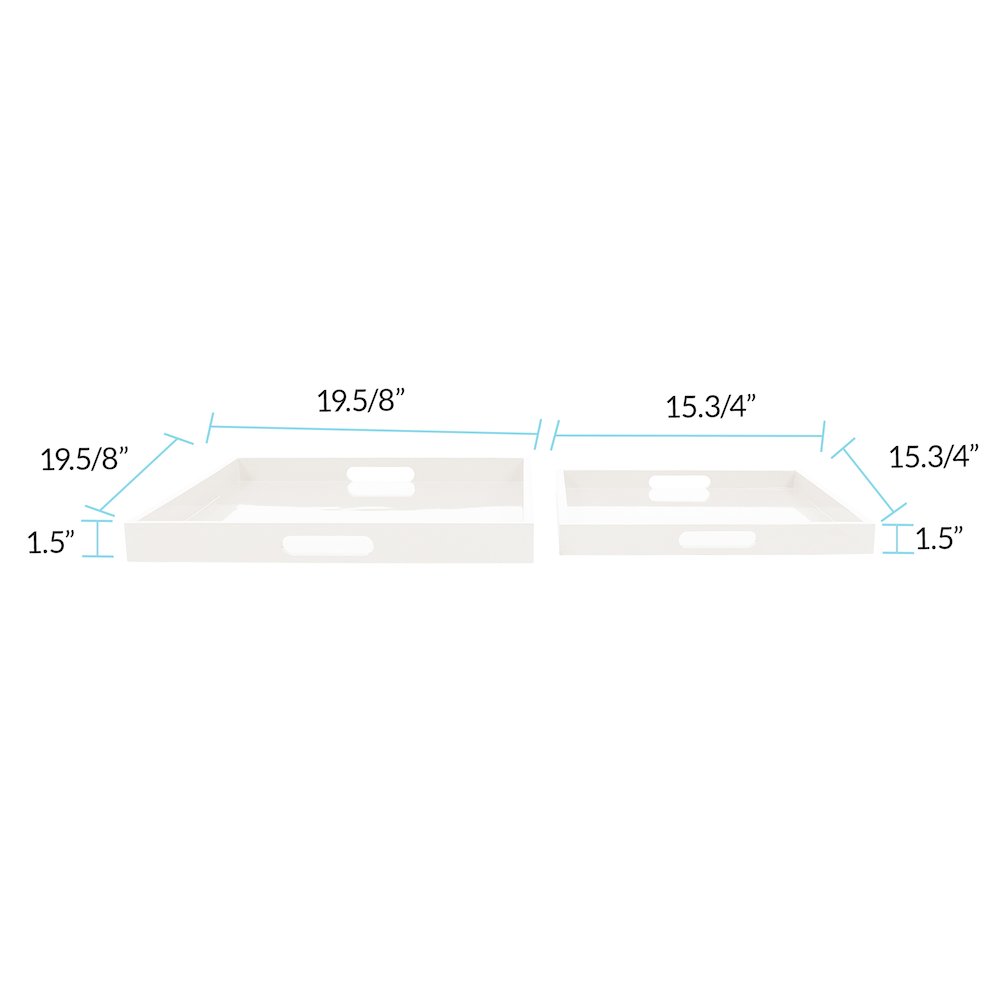 Saint Tropez Square Tray Set of 2 - Chalk. Picture 7