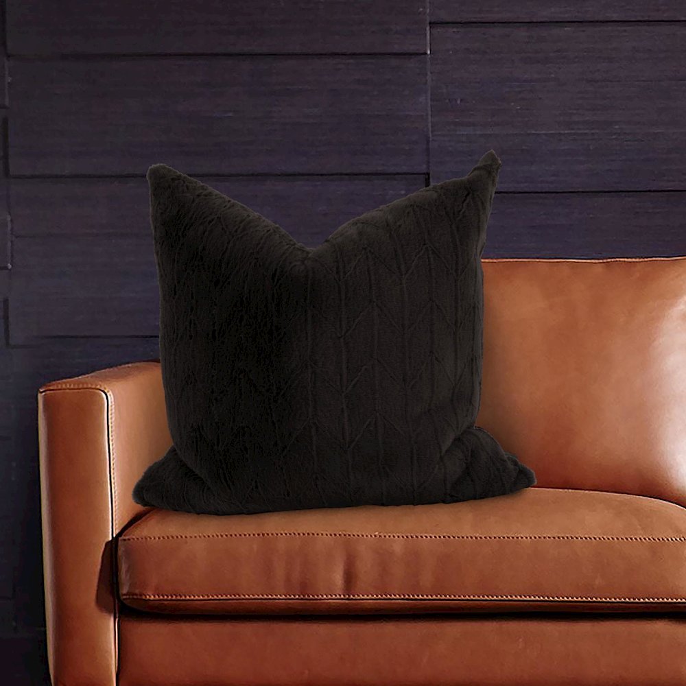 24 x 24 Angora Ebony Pillow  - Poly Insert. Picture 7