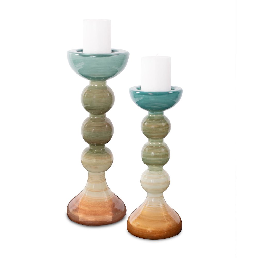 Capri Stripe Glass Candle Holder- Tall. Picture 5