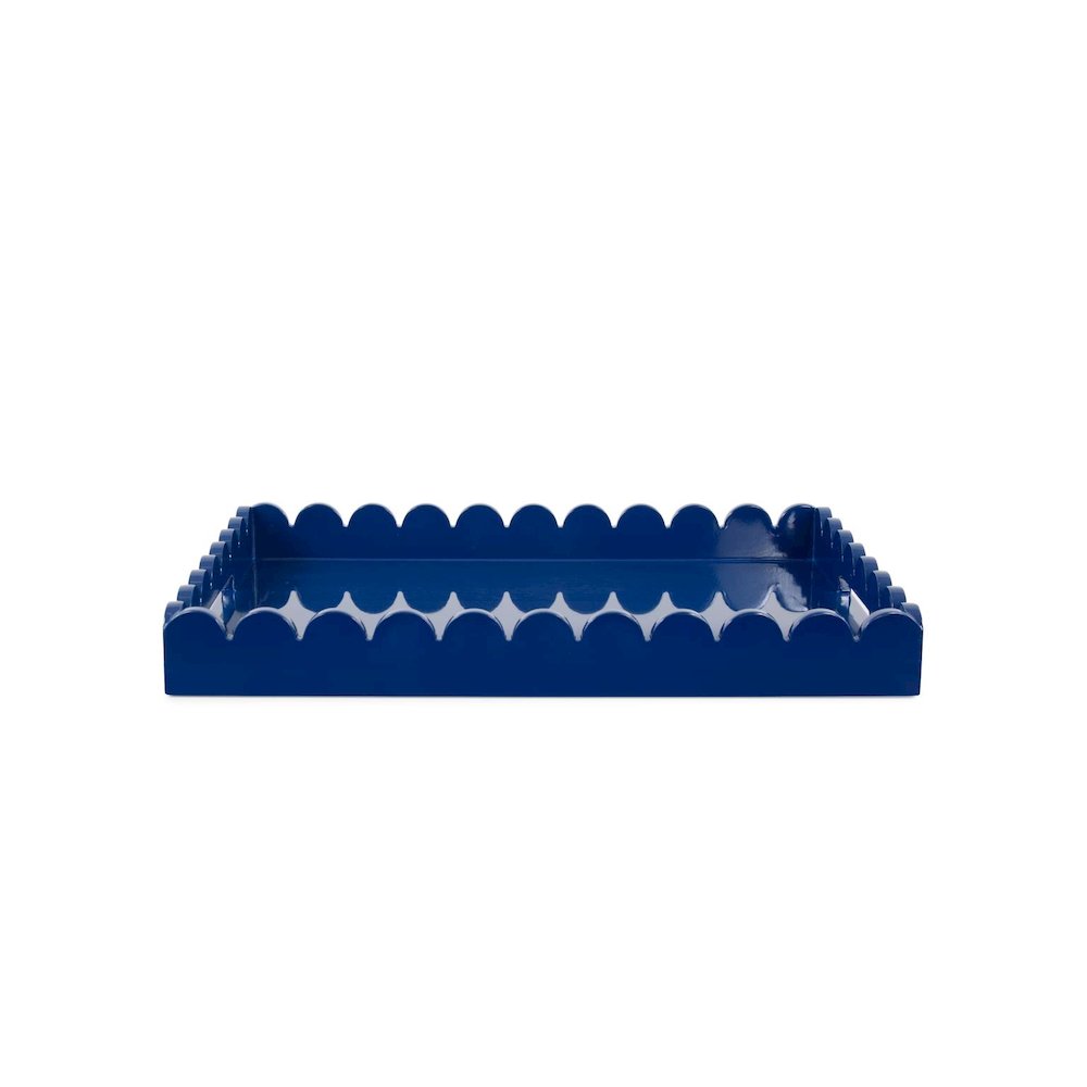 Rectangular Scalloped Riviera Tray - Blue. Picture 1