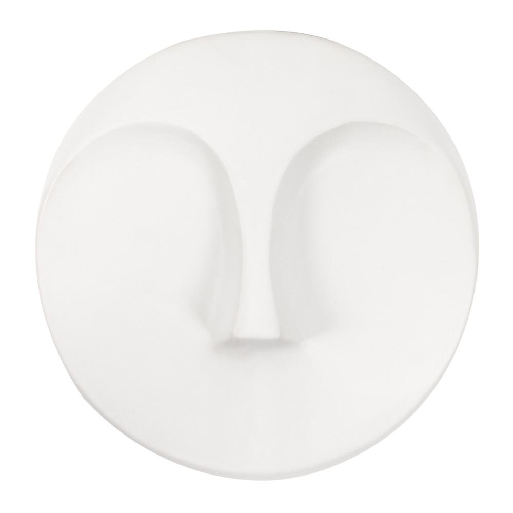 Matte White Round Face Wall Sculpture. Picture 1
