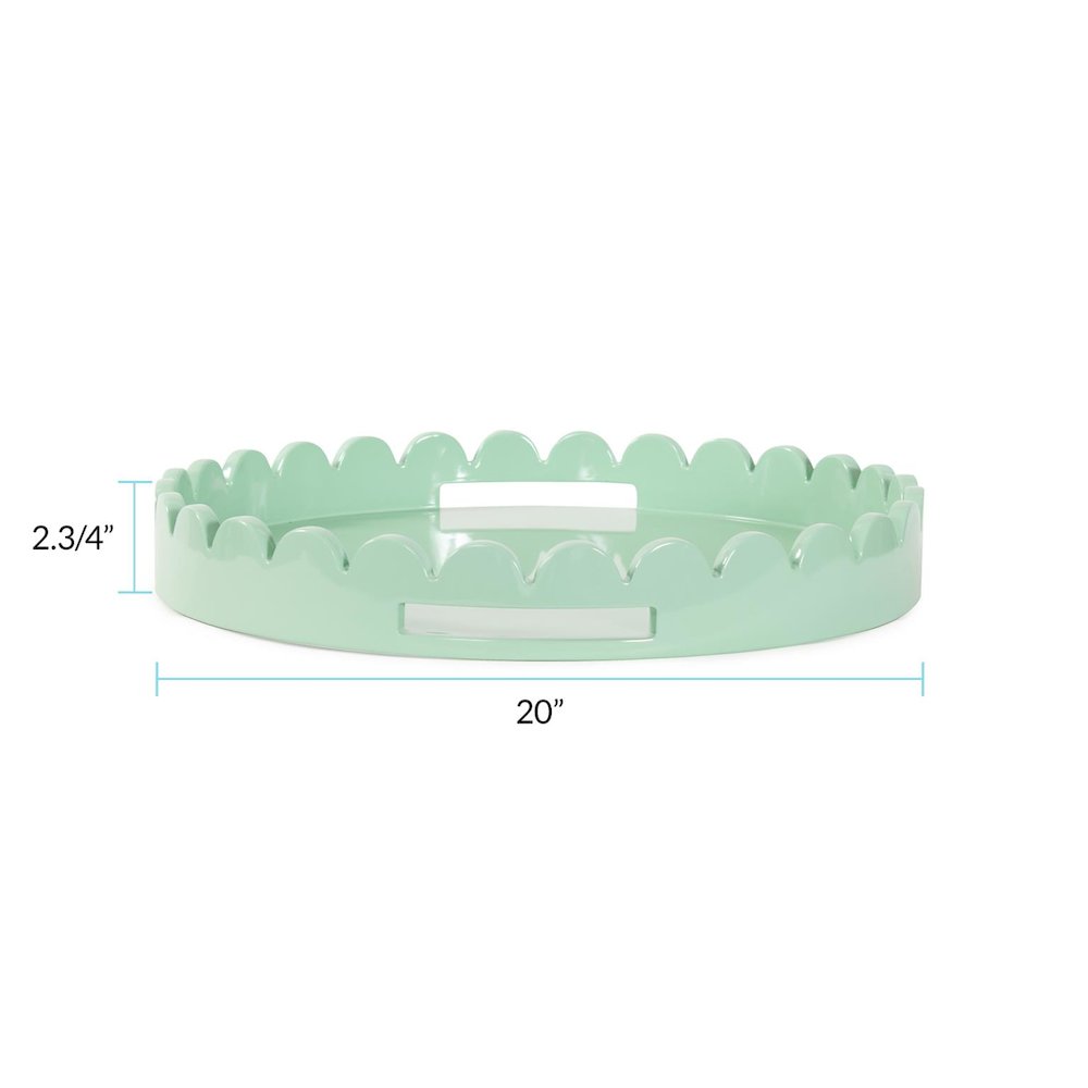 Round Scalloped Riviera Tray - Sage Green. Picture 7