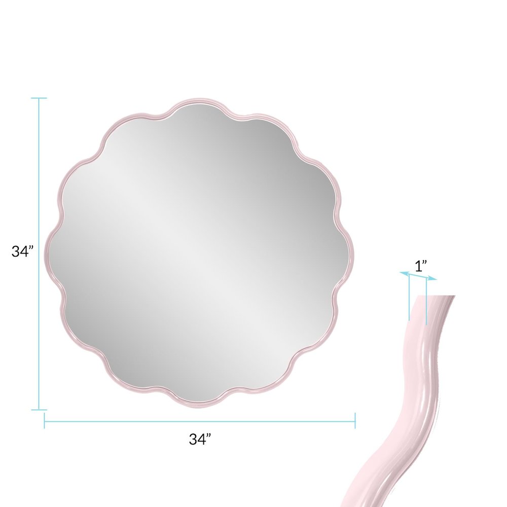 Kushi Round Scalloped Edge Mirror in Glossy Lilac. Picture 9
