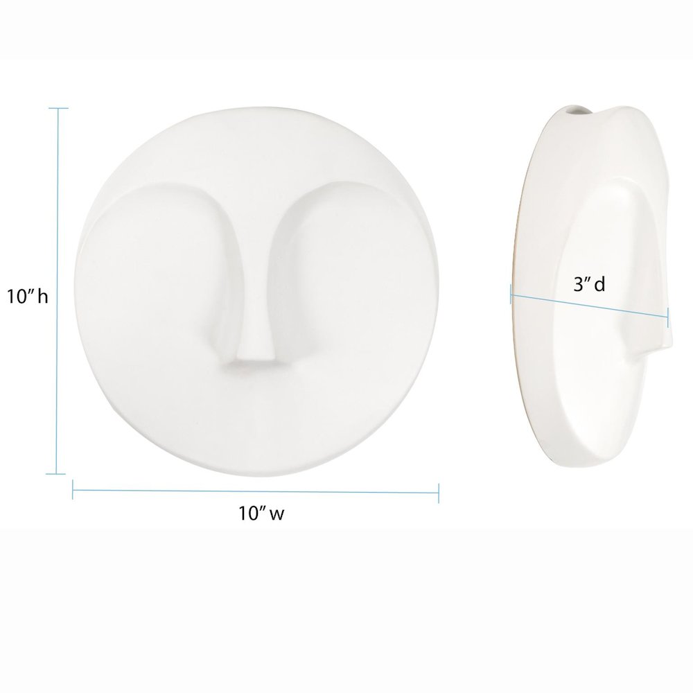 Matte White Round Face Wall Sculpture. Picture 7