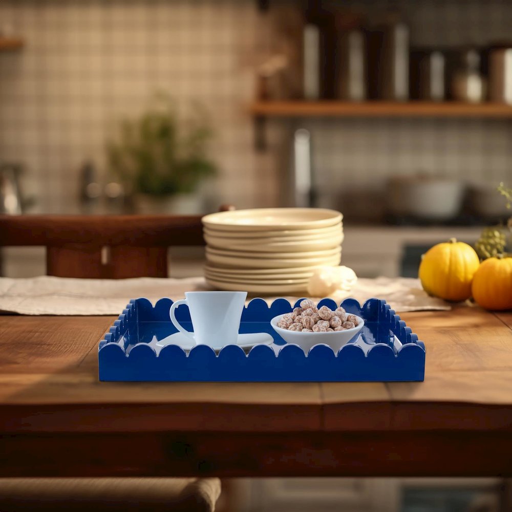 Rectangular Scalloped Riviera Tray - Blue. Picture 8