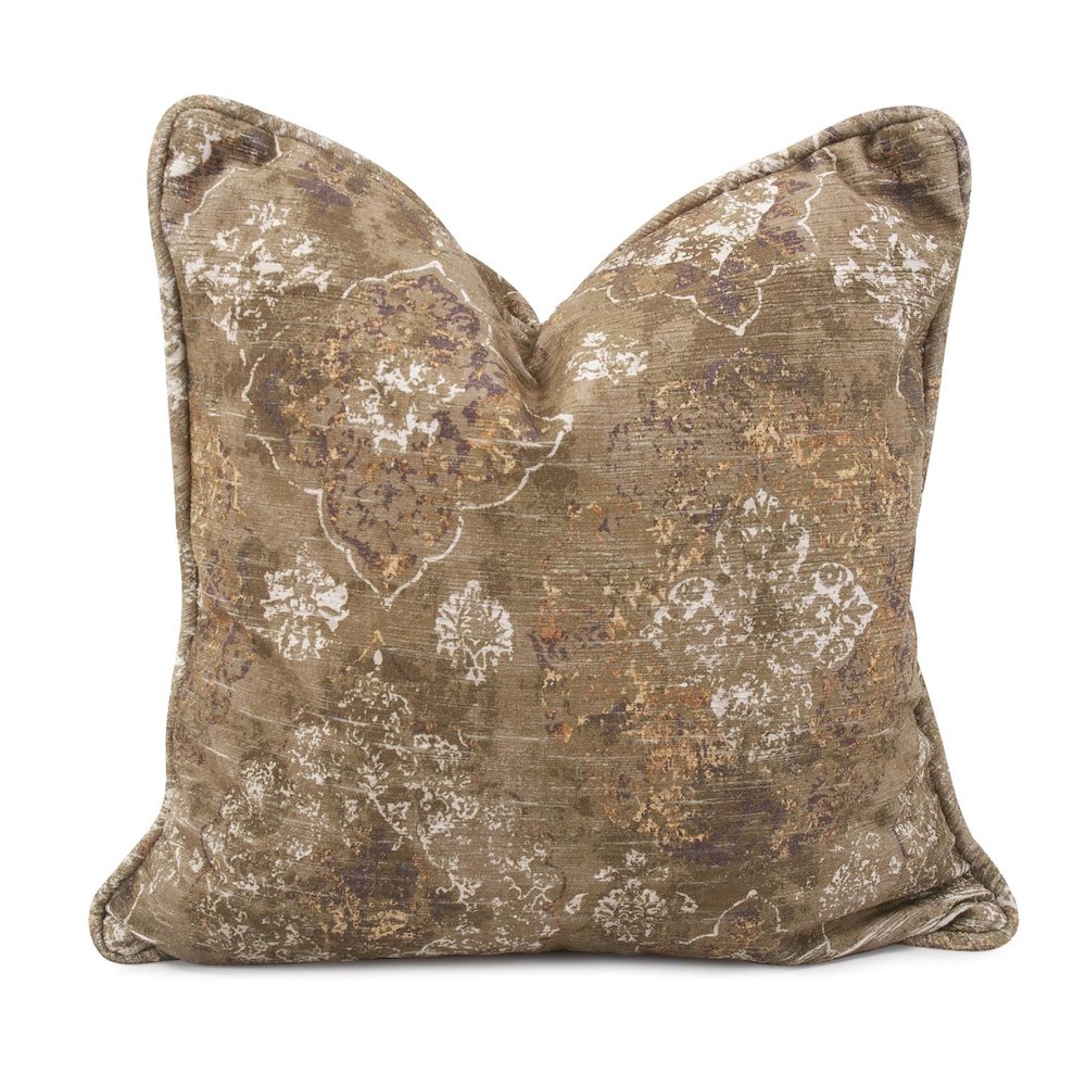 24 x 24 Pillow  Baroque Moss  - Down Insert. Picture 1