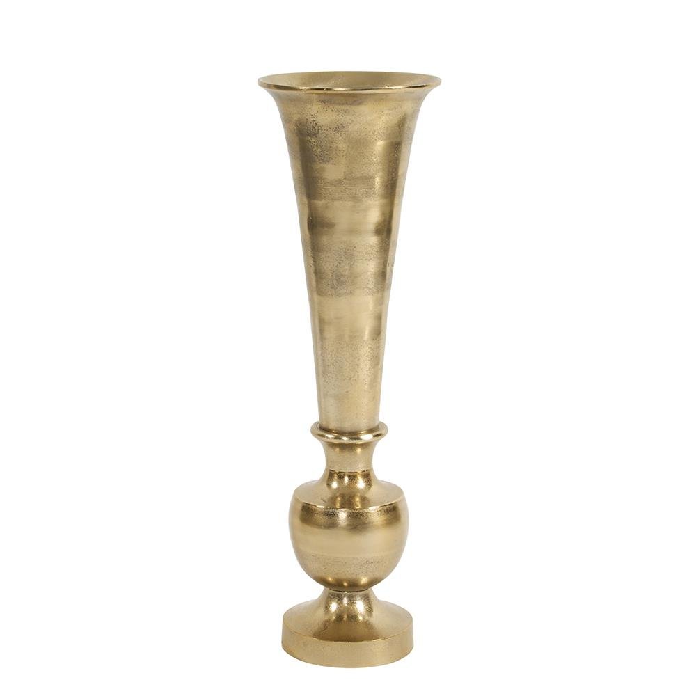 Howard Elliott Oversized Flared Gold Aluminum Vase, Small. Picture 1