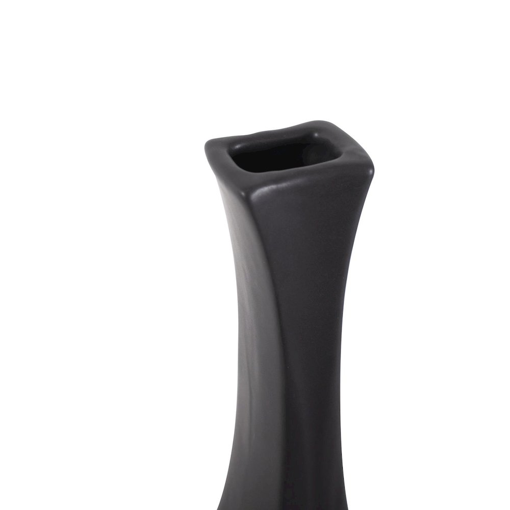 Black Onion Tapered Low Ceramic Vase. Picture 7