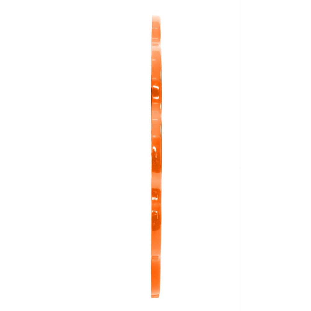 Kushi Round Scalloped Edge Mirror in Glossy Orange. Picture 3