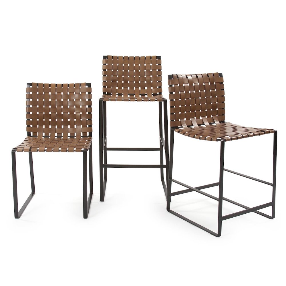Irving Woven Leather Counter Stool. Picture 7
