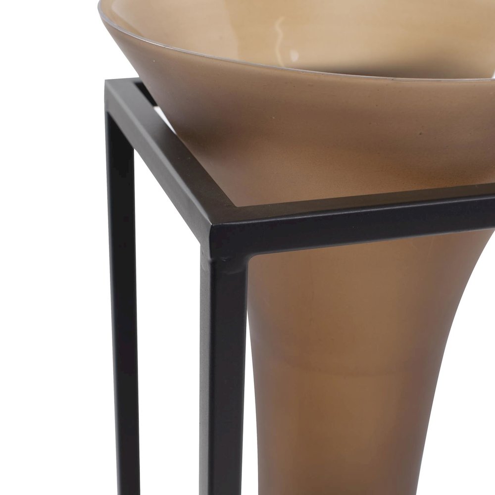 Bronze Euler Drop Vase with Black Iron Stand- Extra Large. Picture 6