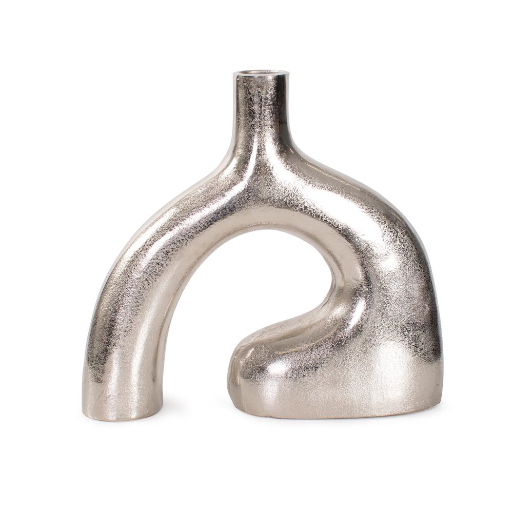 Shirin- Polished Silver Reverse Vase in Cast Aluminum- Tall. Picture 4
