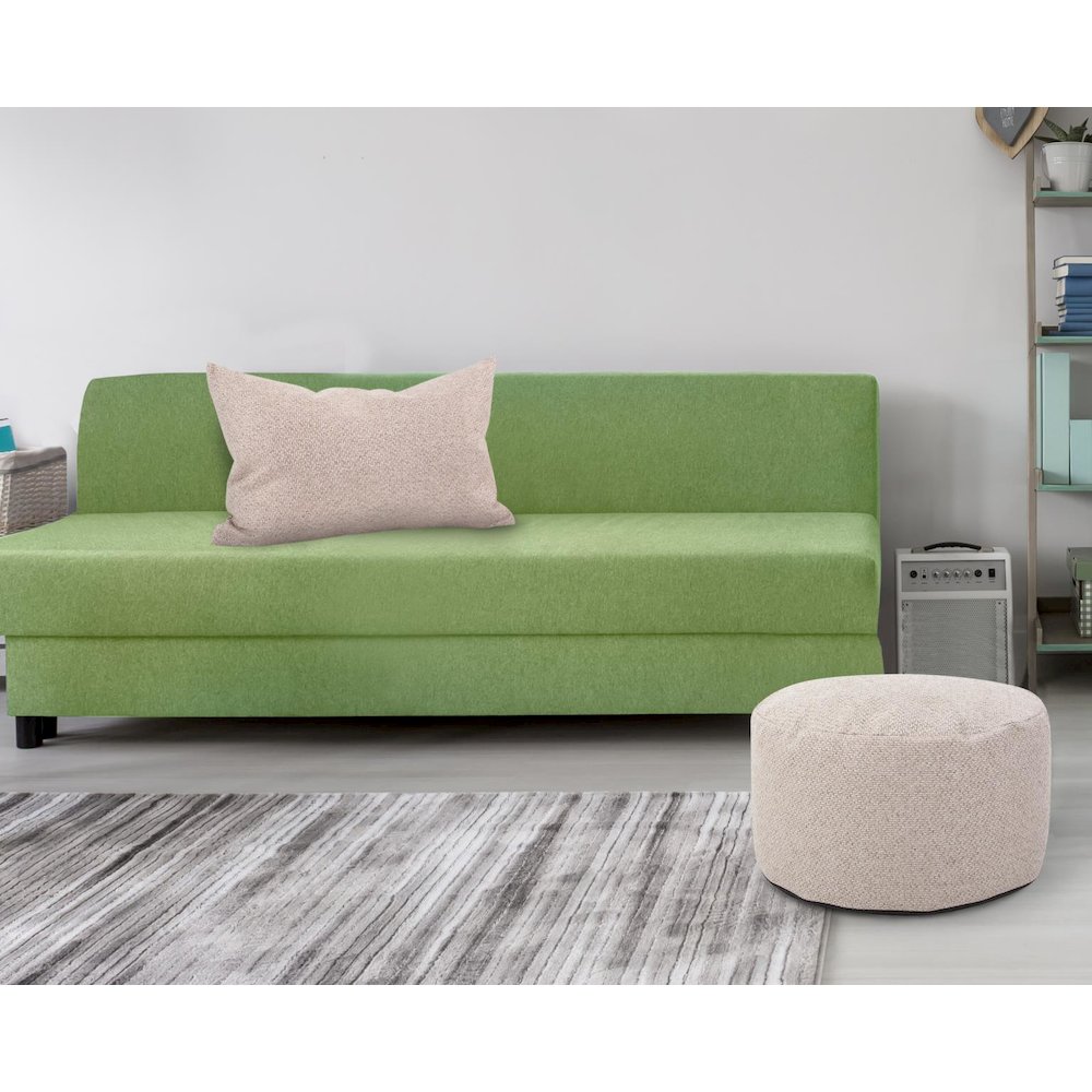 Round Foot Pouf Panama Sand. Picture 2