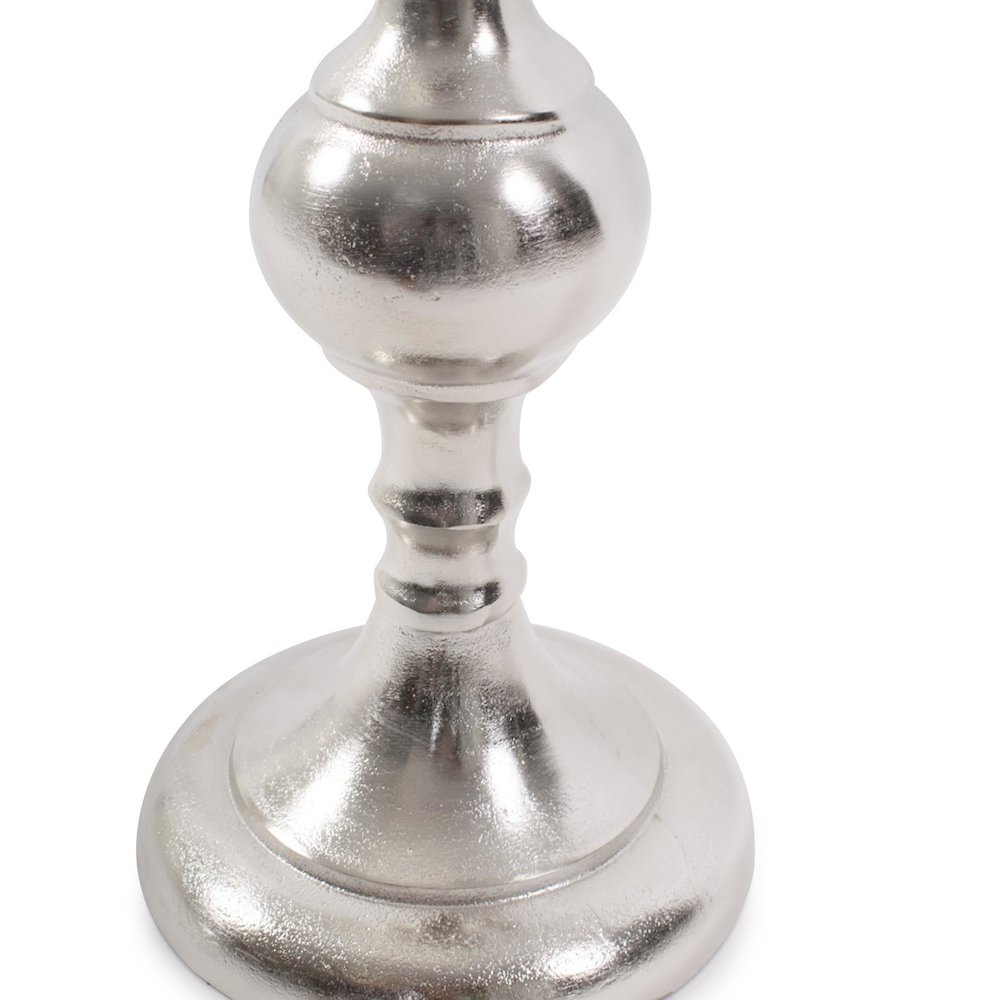 Black Diamond Glass Chalise on a Nickel Turned Metal Stand- Large. Picture 2