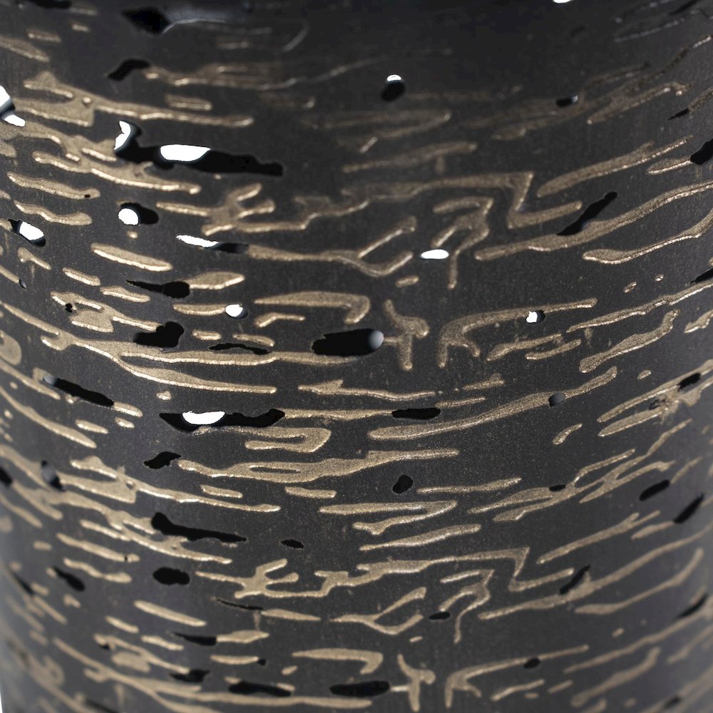 Golden Thread Cylindrical Large Candle Holder. Picture 2