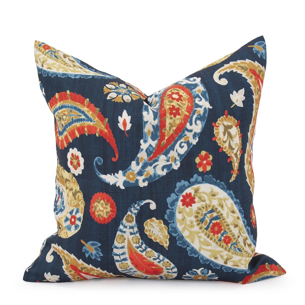 20 x 20 Pillow  Boteh Indigo - Down Insert. Picture 1