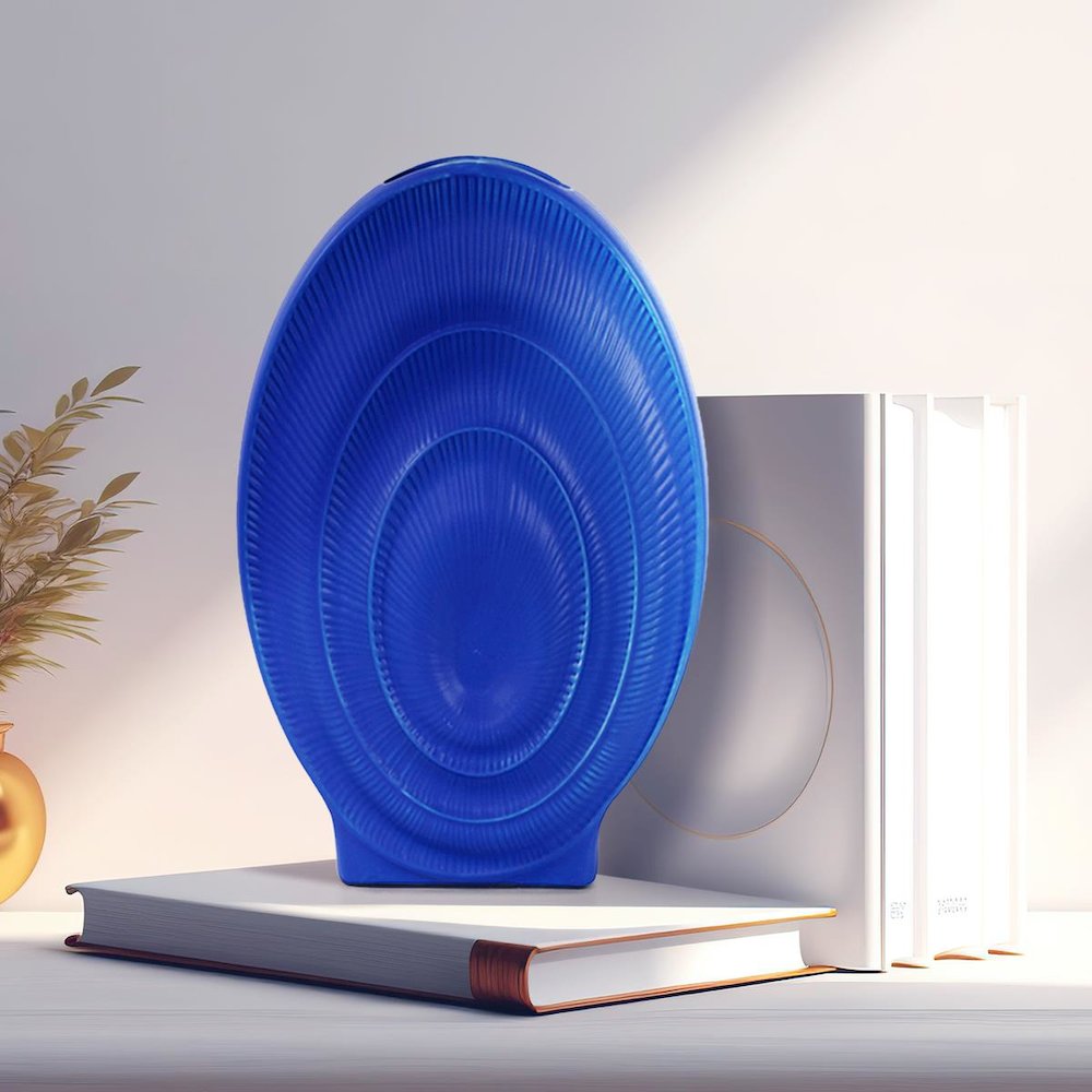 Radiant Blue Short Ceramic Vase. Picture 9