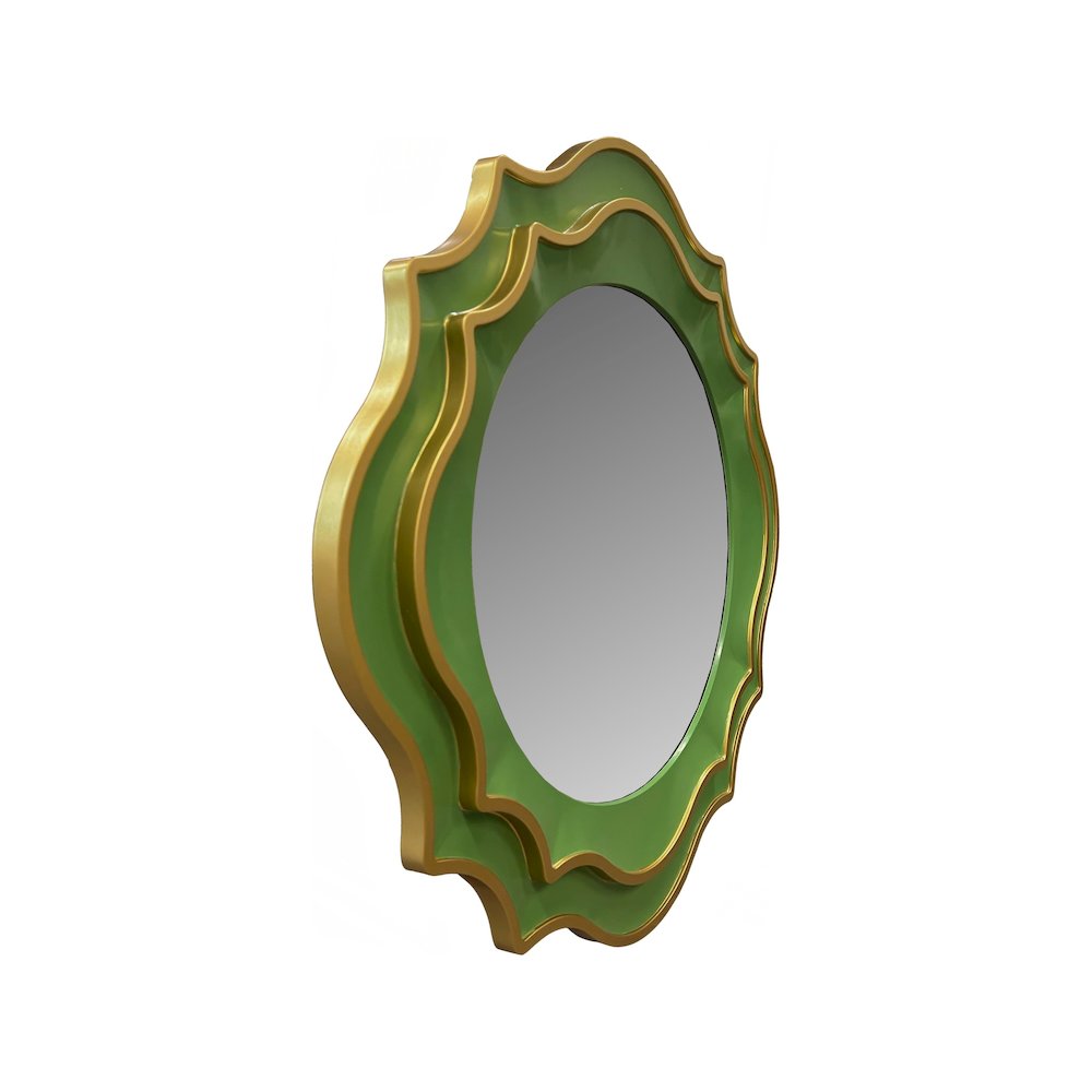 Ethan Round Scalloped Mirror Green. Picture 5