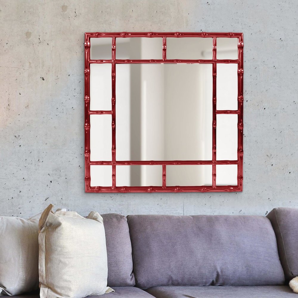 Bamboo Mirror - Glossy Burgundy. Picture 2