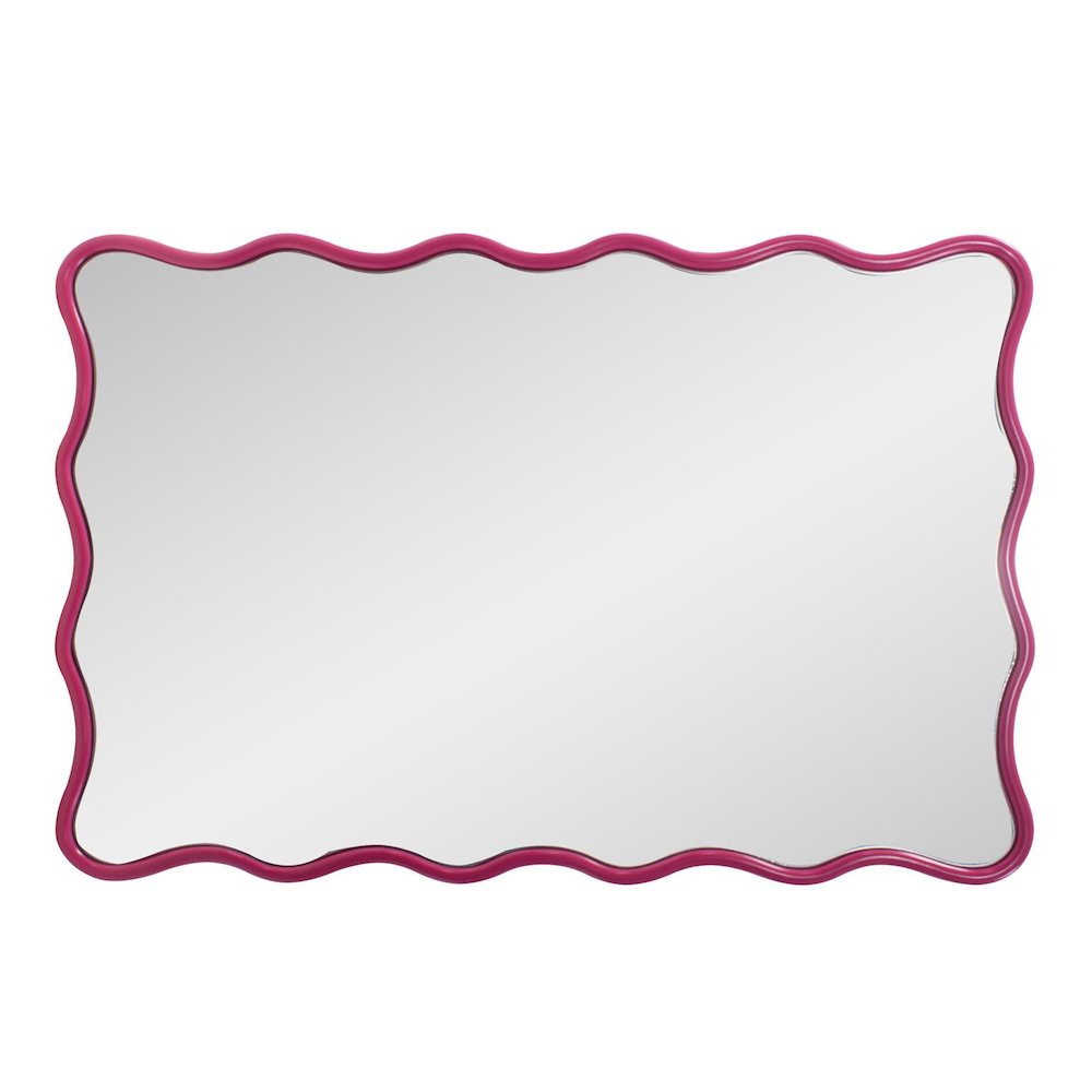 Maya Rectangular Waved Edge Mirror in Glossy Hot Pink. Picture 2