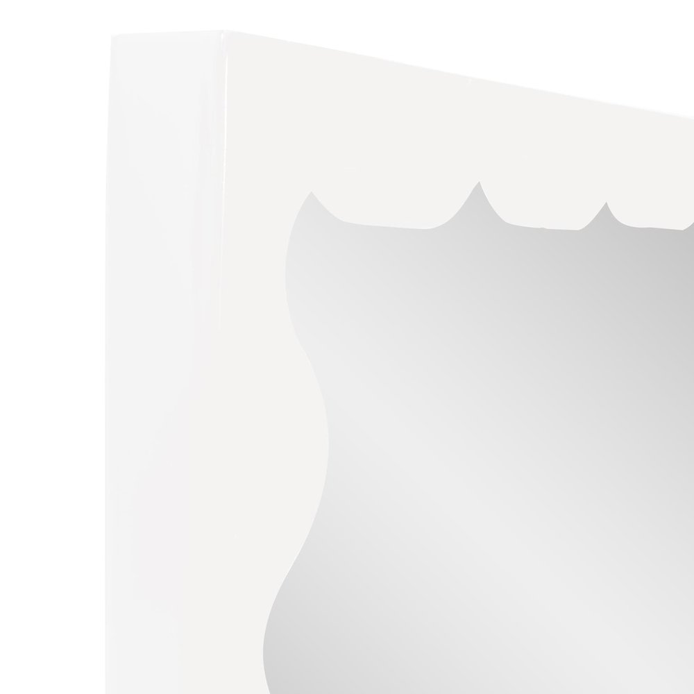 Santosh Rectangular Mirror with Inner Scalloped Edge in Glossy White. Picture 2