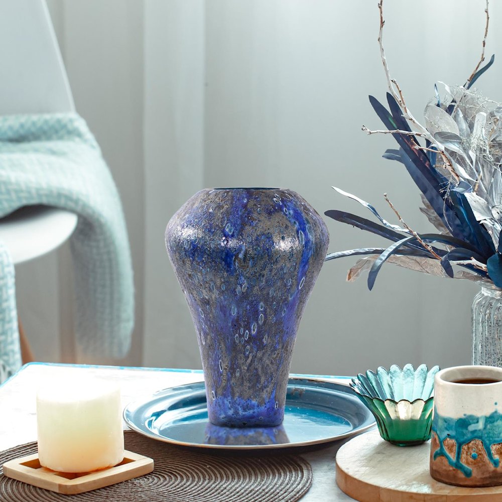 Zynsky Art Glass in Deep Azure Blue- Tall. Picture 6
