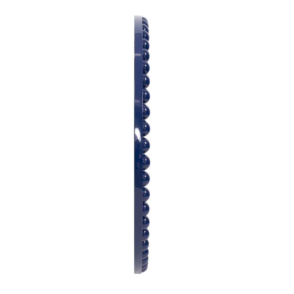 Varsha Round Oversized Beaded Mirror in Glossy Navy. Picture 3