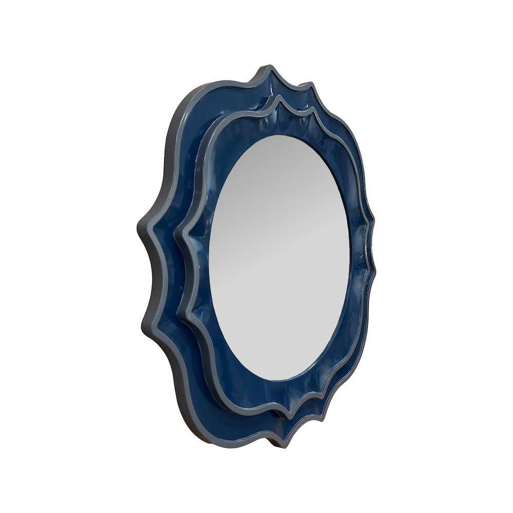 Ethan Round Scalloped Mirror Navy. Picture 4