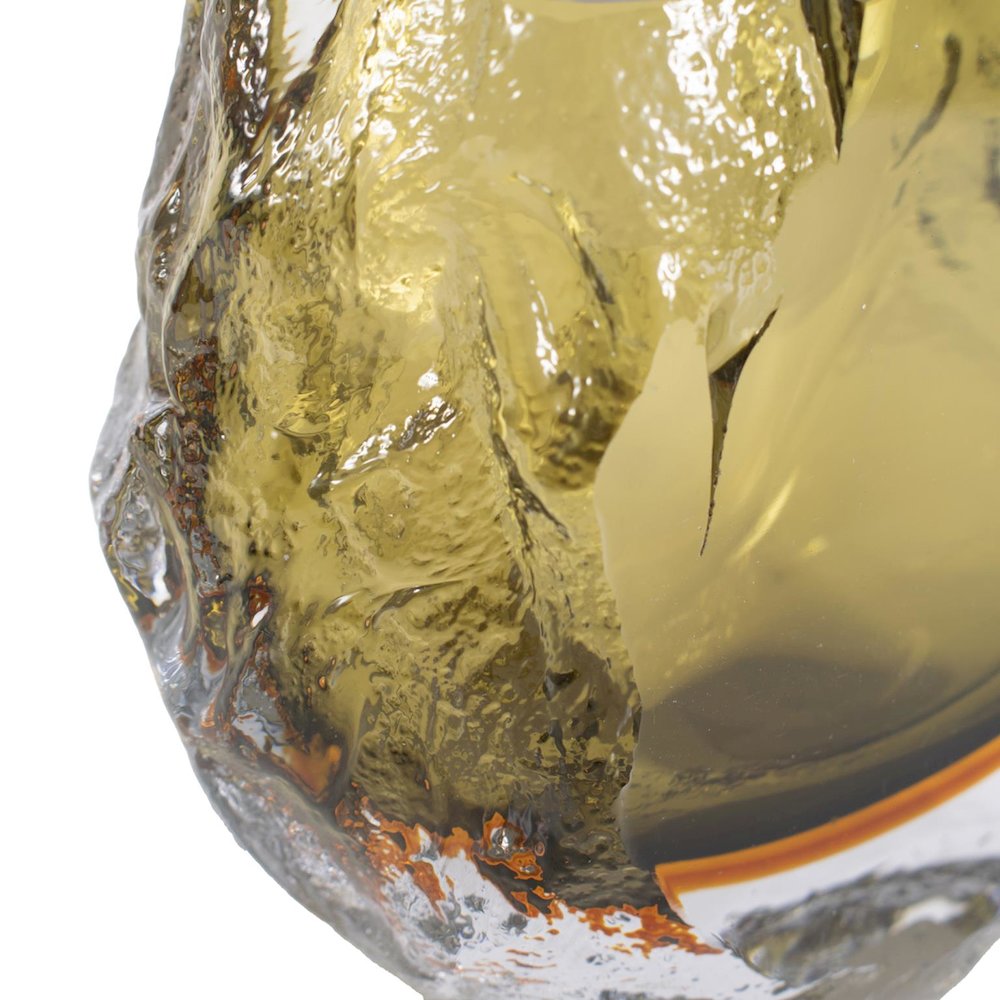 Dusty Olive Crystalized Glass Vase- Tall. Picture 2