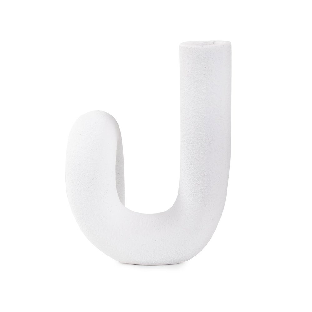 White Abstract Curved Tube Vase Tall. Picture 9