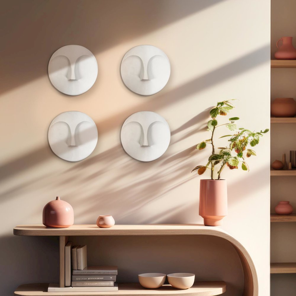 Matte White Round Face Wall Sculpture. Picture 9