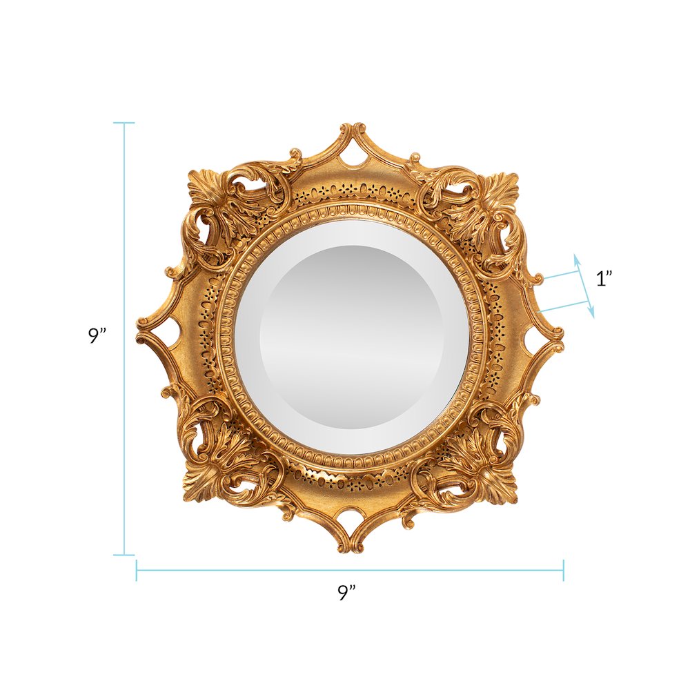 French D' Amboise Collection of Gold Petite Mirrors- Round. Picture 8