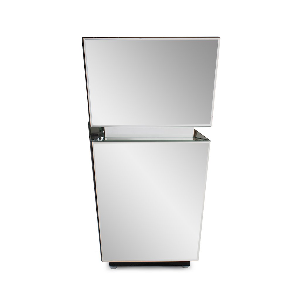 Clear Mirrored Pedestal Short. Picture 1