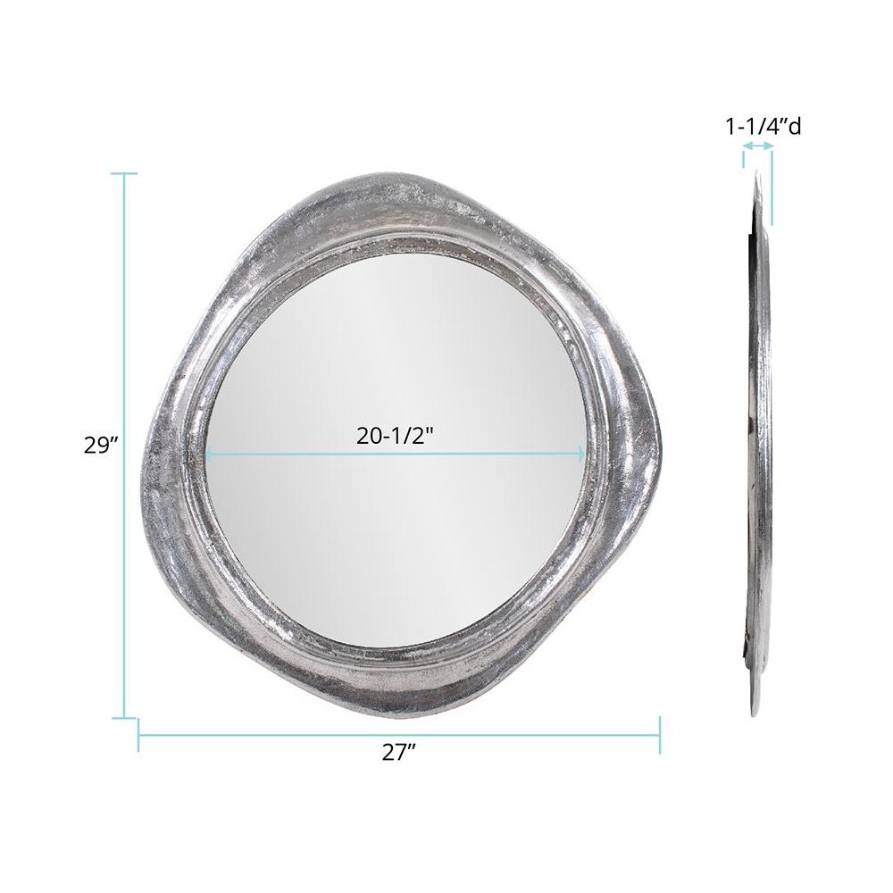 Martine Abstract Cast Iron Mirror in Silver. Picture 7