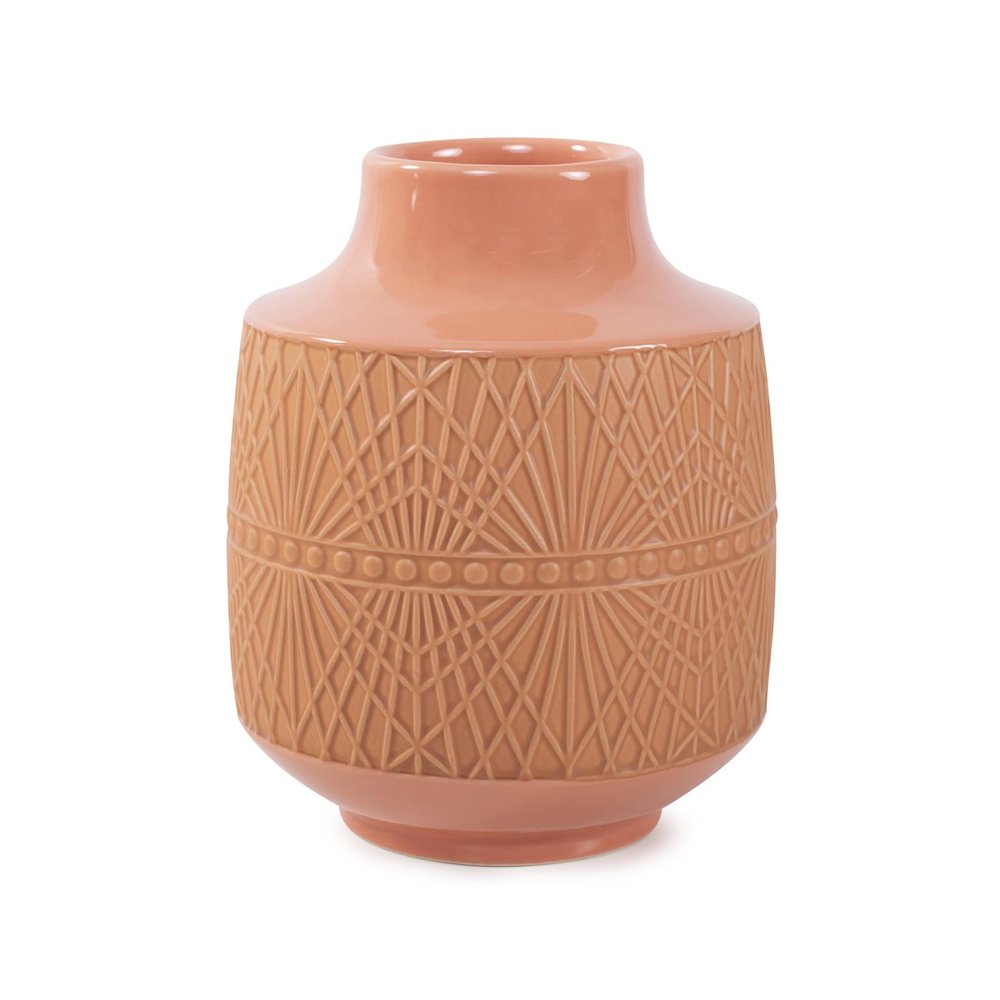 Richland Embossed Peach Vase- Small. Picture 1