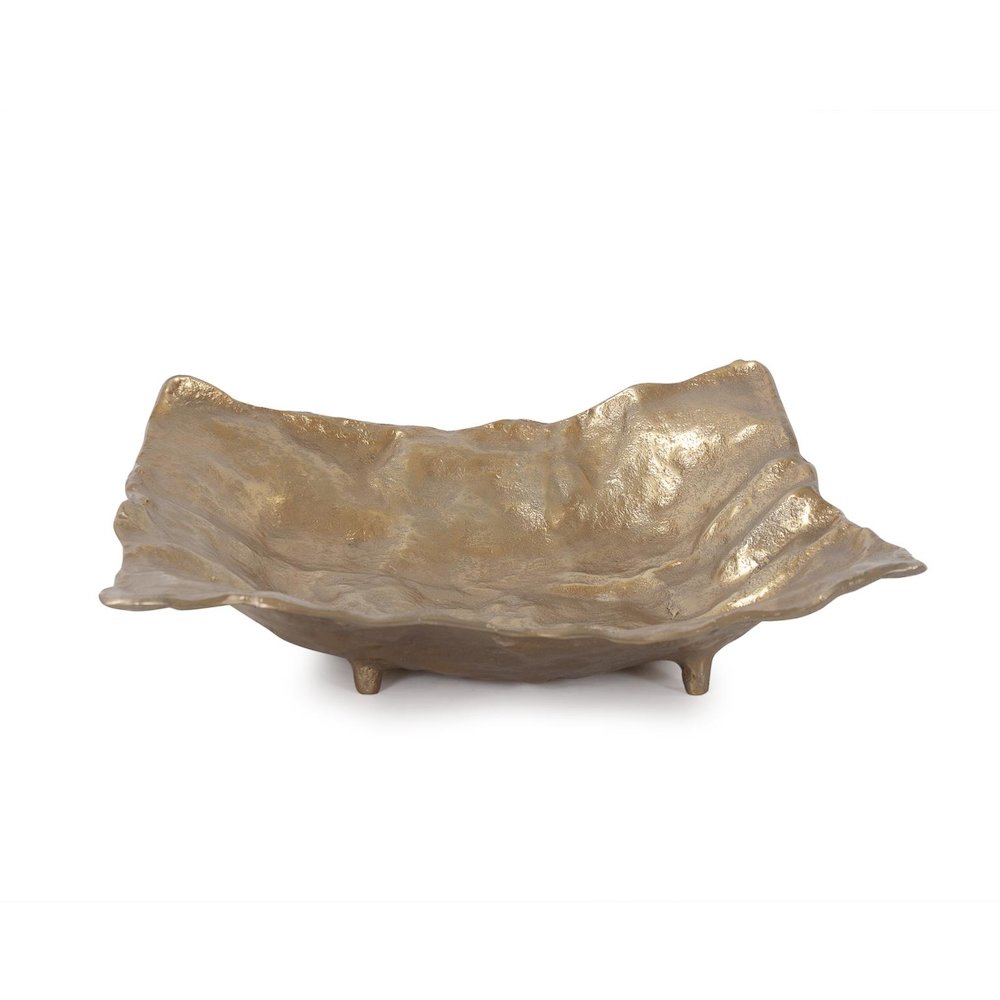 Rough Gold Uneven Square Dish. Picture 1