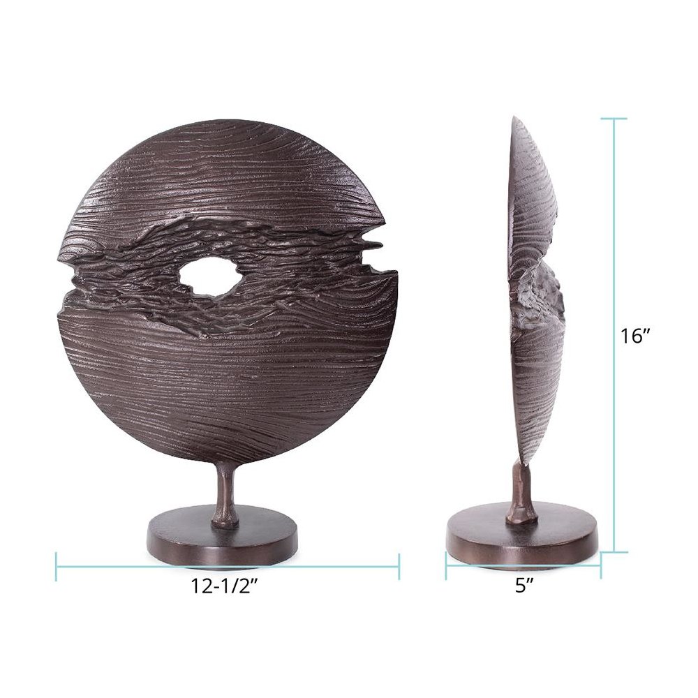 Berken Round Sculpture in a Bronze Finished Cast Aluminum. Picture 8