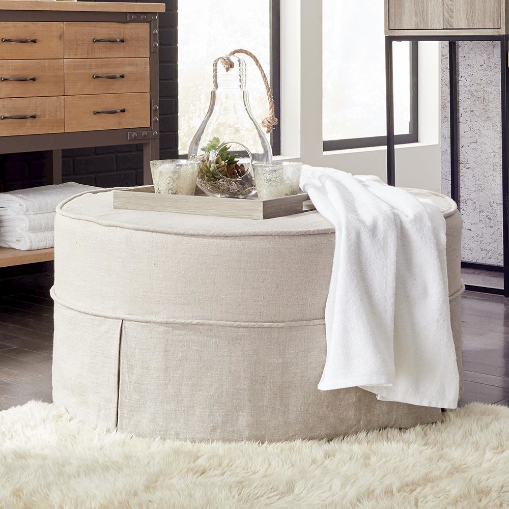Universal 36" Round Prairie Linen Natural - Skirted. Picture 2