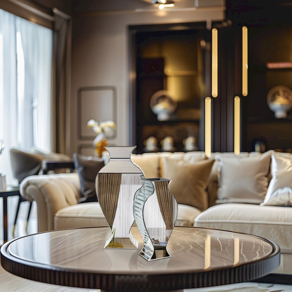 Howard Elliott Rounded Mirrored Vase - Small. Picture 9