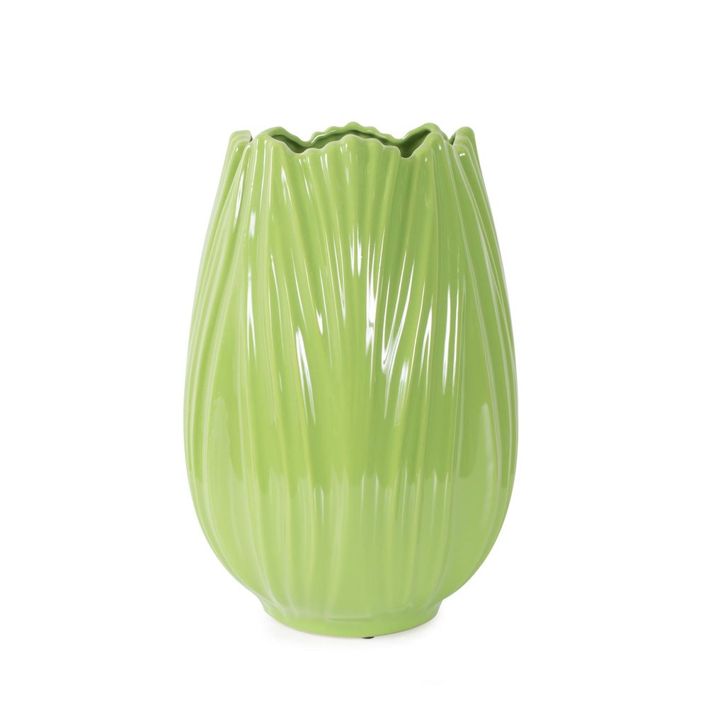Field Green Short Ceramic Vase. Picture 1