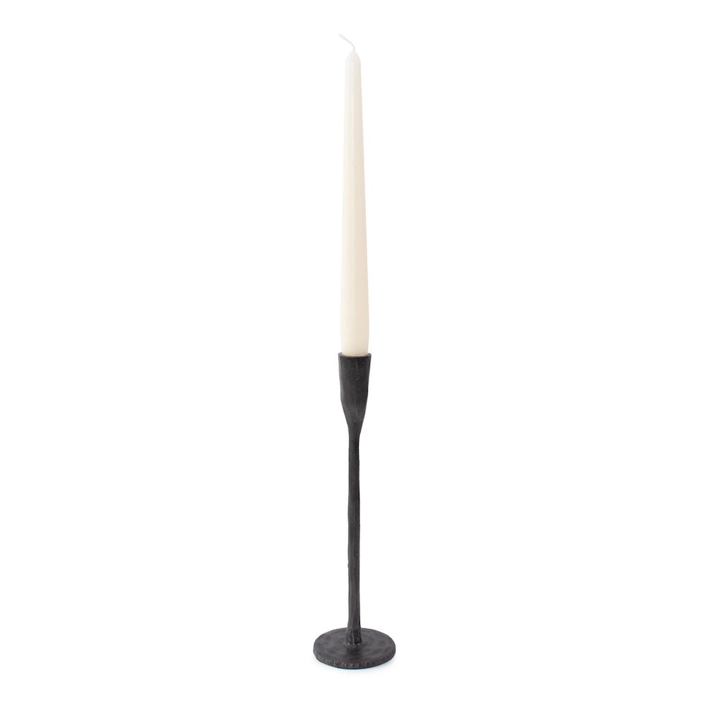 Asher Sculpted Cast Aluminum Candlestick in Ebony- Short. Picture 2
